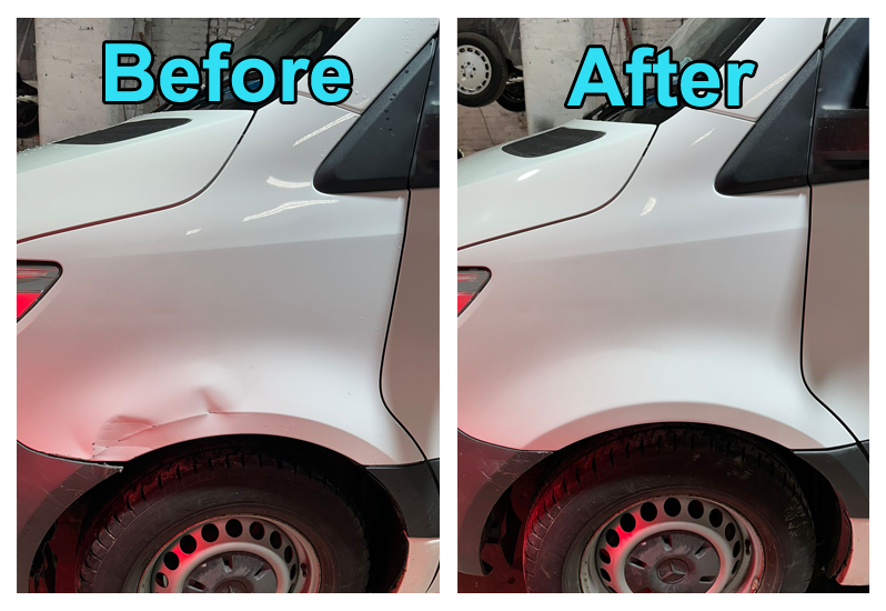 Before and after van repair